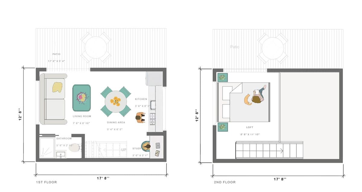 The Perch Floor Plan, Main Floor and Loft