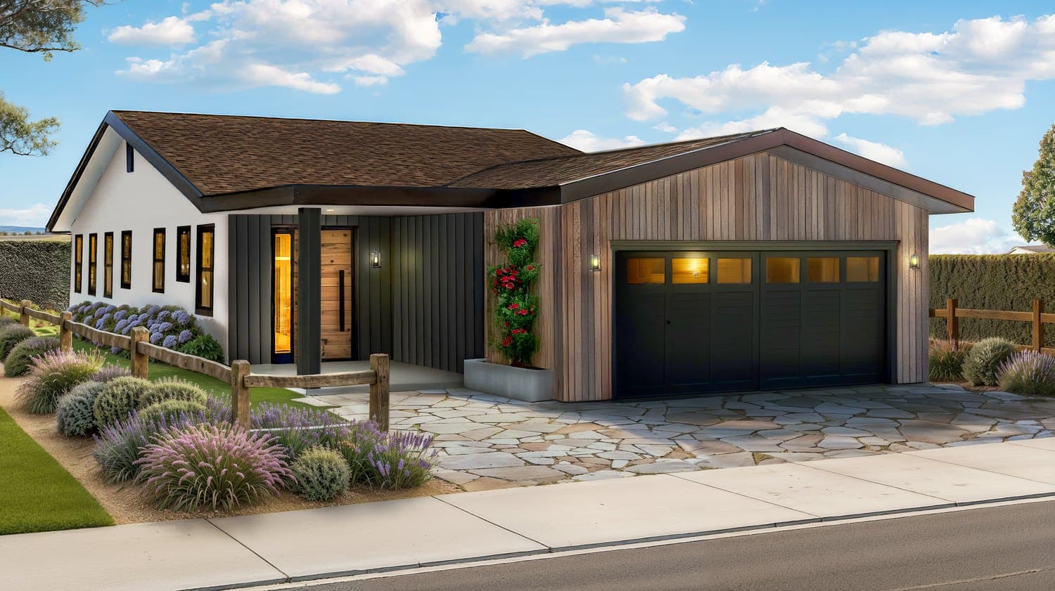 Contemporary California Ranch architectural style, representative home